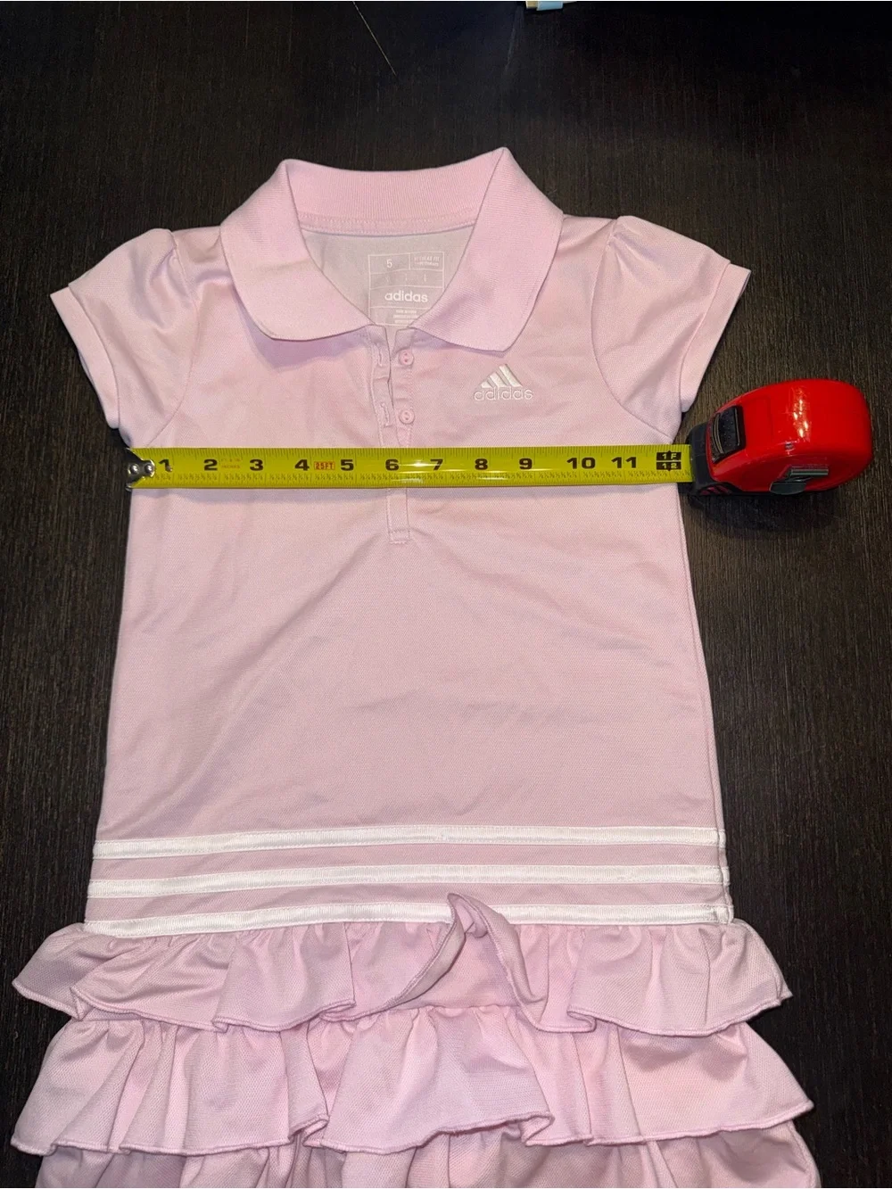 adidas Girls' Light Pink Polo Dress with SS Ruffle Size 5